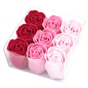 Conjunto de 9 Flores de sabão  rosas rosas