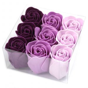 Conjunto de 9 flores de sabão  rosas lavanda