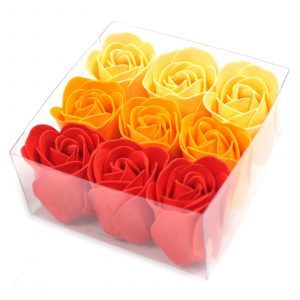 Conjunto de 9 flores de sabão  rosas de pêssego