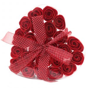 Conjunto de 24 Flores de sabão  rosas vermelhas